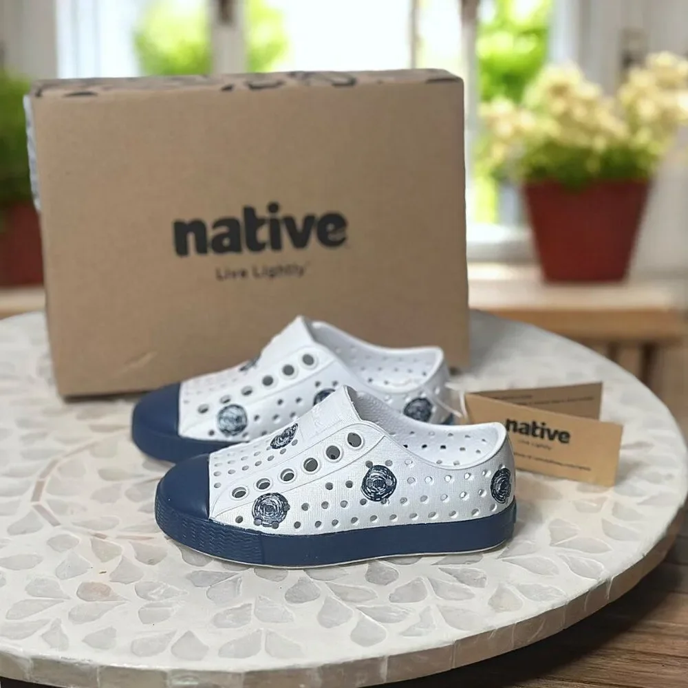 Native Jefferson “Frontier Scribble Dots”  Slip-On Water Shoes Toddler C5 White